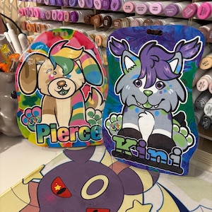 Webkinz Virtual Pet YCH Fursona Badge Commission | Any Species Fan Art | HQ art work Made to order & Shipped | Fursuit Badge image 5