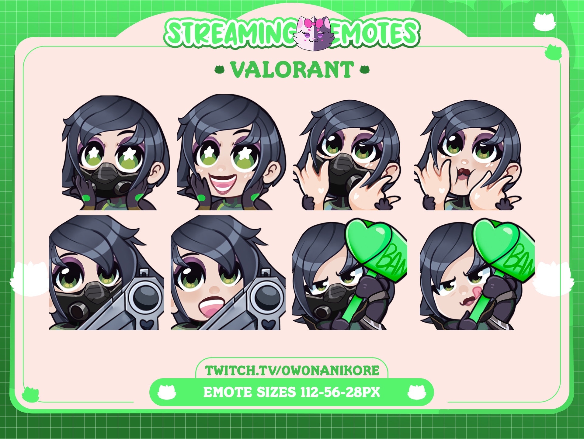 Agent Emotes Valorant Agent VIPER Emotes | Gamer | Kawaii | Twitch Emotes | Kick ...