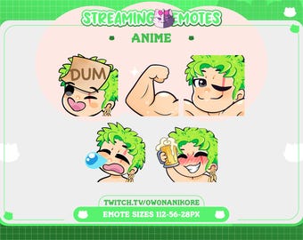 OP Mugiwara Pirate Zoro Demon 5 Pack Twitch Emotes | Gamer | Kawaii | Twitch Emotes | Kick | Discord | Anime Emotes