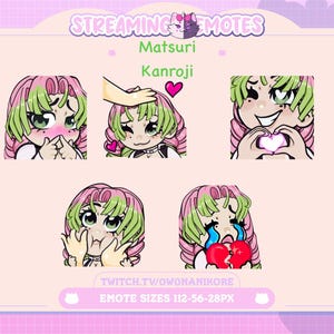 Chibi Demon Anime Love Hashira Girl Matsuri  5 Pack Twitch Emotes | Gamer | Kawaii | Twitch Emotes | Kick | Discord | Anime Emotes