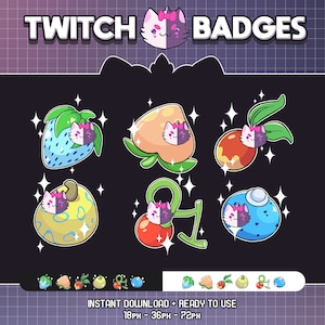 PKMN Berry Twitch/ Youtube Subscriber Badges | Anime Badges | Anime Emotes | Kawaii | Sub Badges |