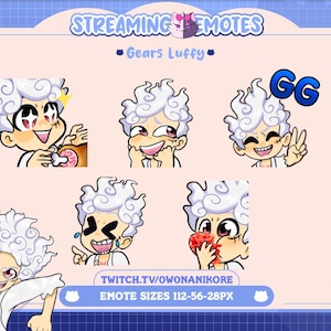 OP Mugiwara Pirate Gear Five Straw Hat Joy Boy 5 Pack Twitch Emotes | Gamer | Kawaii | Twitch Emotes | Kick | Discord | Anime Emotes