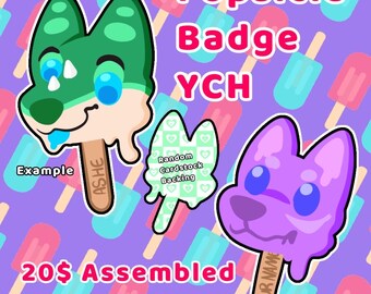 Summer Popsicle YCH Fursona Badge Commission  | Any Species  | HQ art work Made to order & Shipped | Fursuit Badge