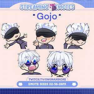 JJK Demon Anime Sensei Boy Go-jo  5 Pack Twitch Emotes | Gamer | Kawaii | Twitch Emotes | Kick | Discord | Anime Emotes