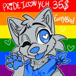 Pride Month YCH Furry Icon | Fursona Headshot icon | Any species | HQ artwork | LGBTQIA ych Icon Commission for Furries/My little pony/Vtube