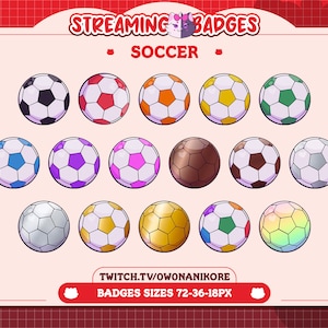 Colorful Soccer Ball Twitch/YouTube Sub Badges | Subscriber Badges | Twitch Assets | Anime Emotes | Gamer Girl | Kawaii | Aesthetic