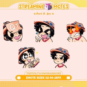 OP Mugiwara Pirate Ace 5 Pack Twitch Emotes | Gamer | Kawaii | Twitch Emotes | Kick | Discord | Anime Emotes