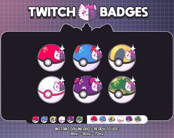 PKMN Pokeball Series 1 Sub Badges for Tiwtch/ Youtube | Twitch Subscriber Badges | Anime Sub Badges | Kawaii