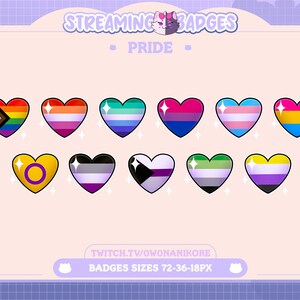 Twitch Pride Flag Heart Subscriber Badges | Pride Month | LGBTQIA+ | Kick/ Youtube Sub Badges | Transgender| Asexual | Non-Binary | Lesbian|