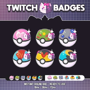 PKMN Pokeball Series 2 Sub Badges for Tiwtch/ Youtube | Twitch Subscriber Badges | Anime Sub Badges | Kawaii