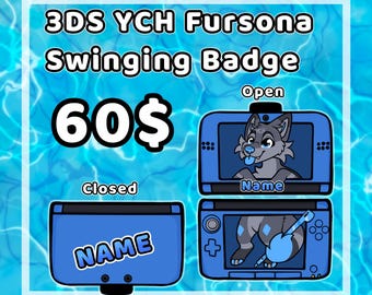 3DS Inspired YCH Fursona Badge Commission  | Any Species  Fan Art | HQ art work Made to order & Shipped | Fursuit Badge