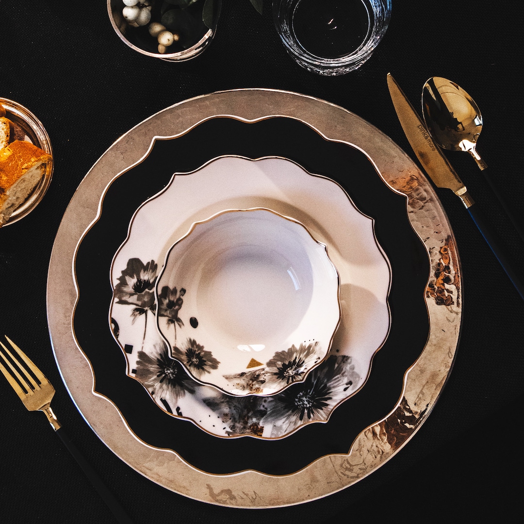 Pink&more 24 Pieces Premium Bone China Porcelain Dinnerware Etsy