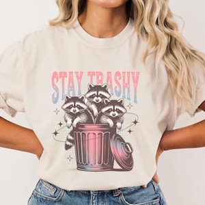 Stay Trashy Shirt, Raccoon Meme Shirt, Racoon Lover Shirt, Raccoon Lover Gift, Raccoon Tshirt, Skunk Shirt, Vintage 90s Funny Raccoon Shirt