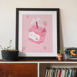 Estampado japonés de leche de fresa