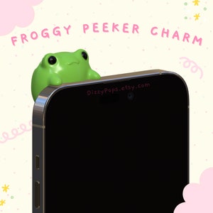 Froggy Peeker Charm Sticker Phone Charm- Kawaii Cute  Phone Charm Strap Accessory Gift Frog Lovers Rain Frog Pendant for Kindle Sonny Angel