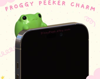 Froggy Peeker Charm Sticker Phone Charm- Kawaii Cute  Phone Charm Strap Accessory Gift Frog Lovers Rain Frog Pendant for Kindle Sonny Angel