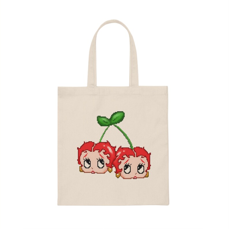 Betty Boop Cherry Pixel Art Canvas Tote Bag Etsy
