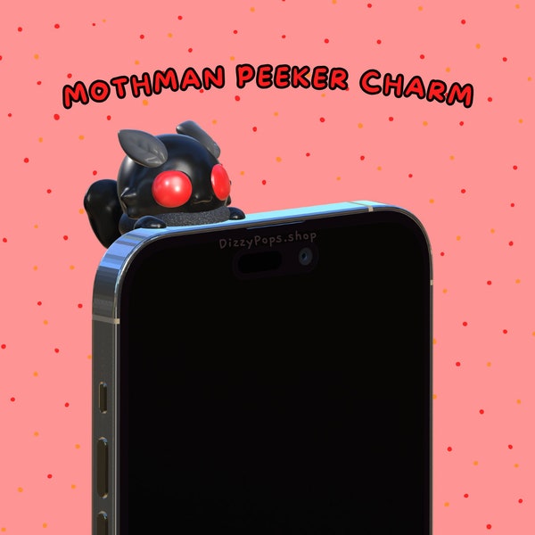 Mothman Peeker Phone Charm: Spooky Halloween Cryptid Accessory