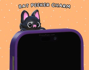 Bat Peeker Charm Phone Accessory - Hippers Kawaii iPhone/Android Phone Charm Halloween Gift Spooky Holiday