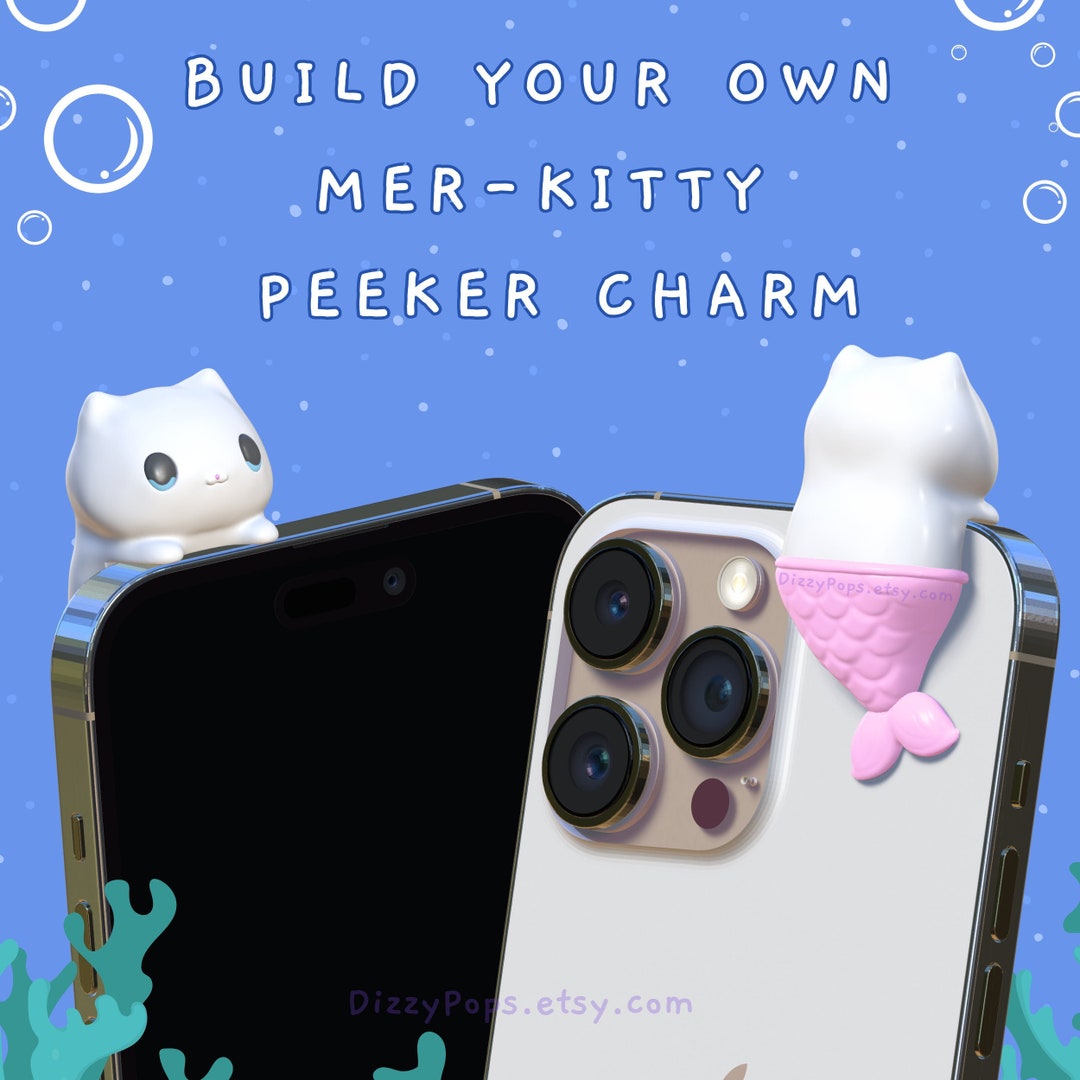 Mer-kitty Cat Peeker Charm | Build Your Own Phone Charm