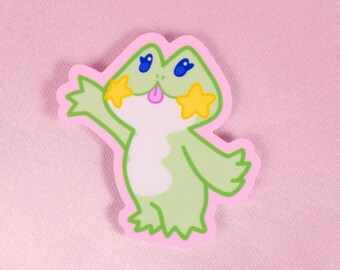 Sparkle Waving Sticker  - Kawaii Cute Phone Sticker Vinyl Sticker Meme Kawaii Sticker - Funny Water Resistant Sticker