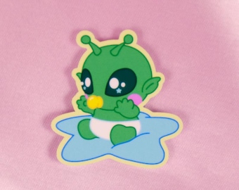 Green Cosmic Cry Baby  - Kawaii Cute Phone Sticker Vinyl Sticker Meme Kawaii Sticker - Funny Water Resistant Sticker
