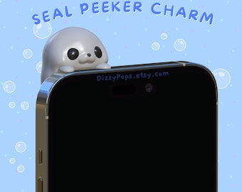 Seal Peeker Charm - Phone Charm  - Kawaii Cute Phone Charm Strap Gift Kindle