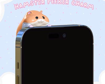 Hamster Peeker Charm Phone Charm  - Hipper Kawaii Cute Phone Charm Strap Gift Kindle
