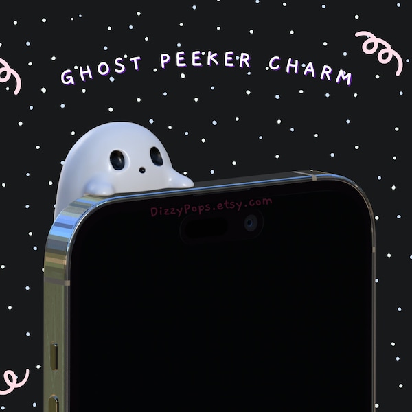 Ghost Peeker Charm Phone Accessory - Kawaii iPhone/Android Phone Charm Halloween Gift Spooky Holiday