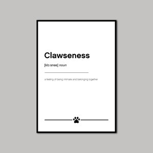 Clawseness Definition Print Digital Download Funny Definition Printable Definition Poster Animal Art Cat Printable Word Definition