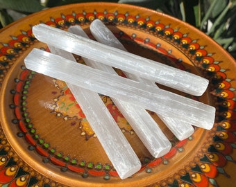6" Selenite Sticks, Lot of 5 or 10 bars, Selenite Crystal Wands, Raw Selenite, Bulk Raw Selenite Crystal Wands