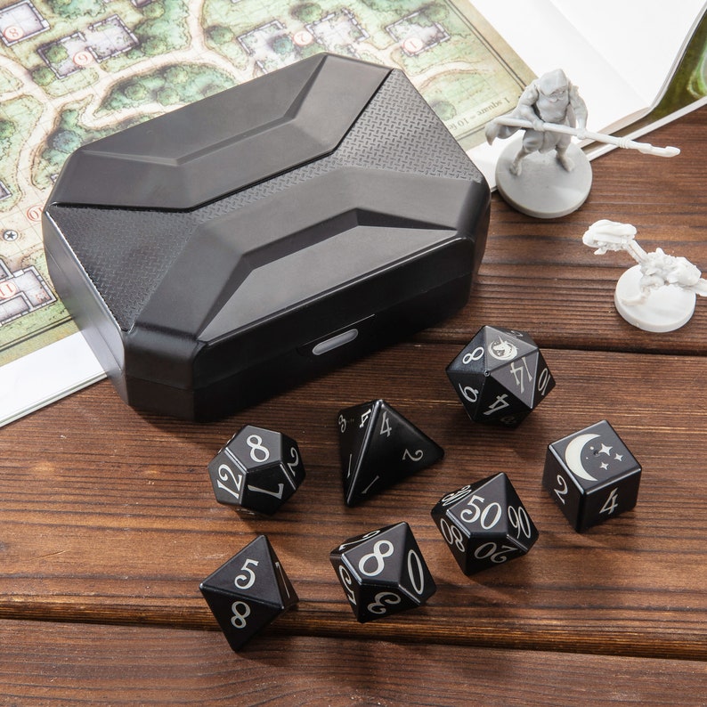 Custom Fancy LED Flash Dice Set Heavy Black Metal Dice With Etsy