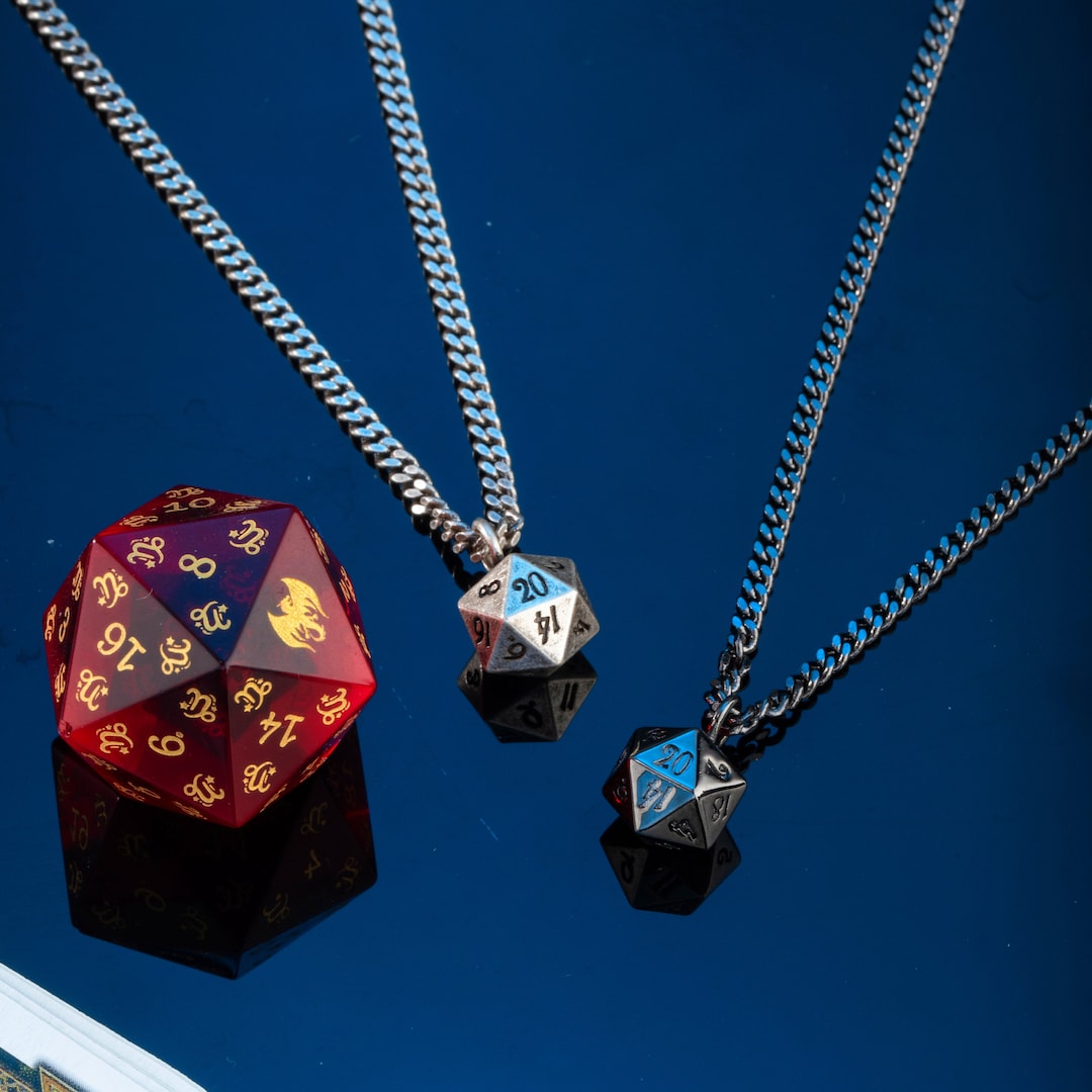 Dungeons and Dragons Necklace D&D Necklace 3D D20 Necklace Dice