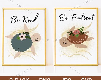 Be Turtle Under Ocean, Wall Decor, PNG