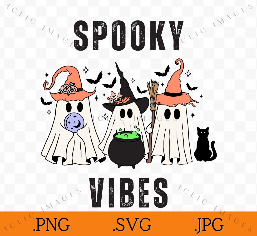 Spooky Vibes Svg, Ghost Png, Halloween Ghost Png, Flower Ghost, Cute ...