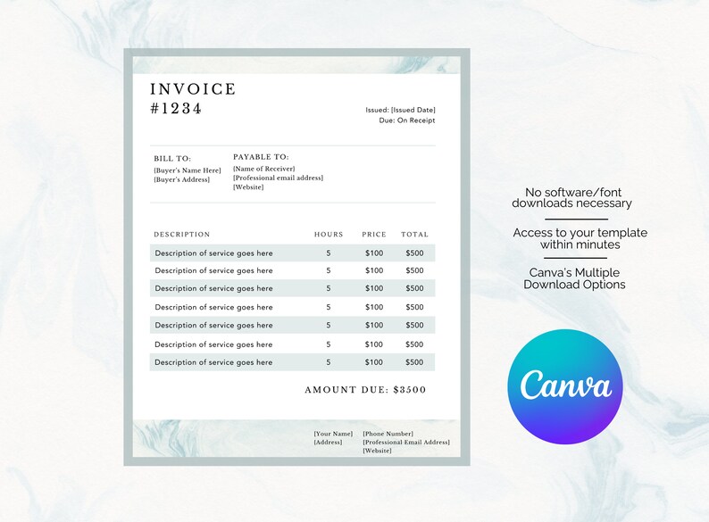 Business Invoice Template, Editable Invoice Template, Printable Invoice ...