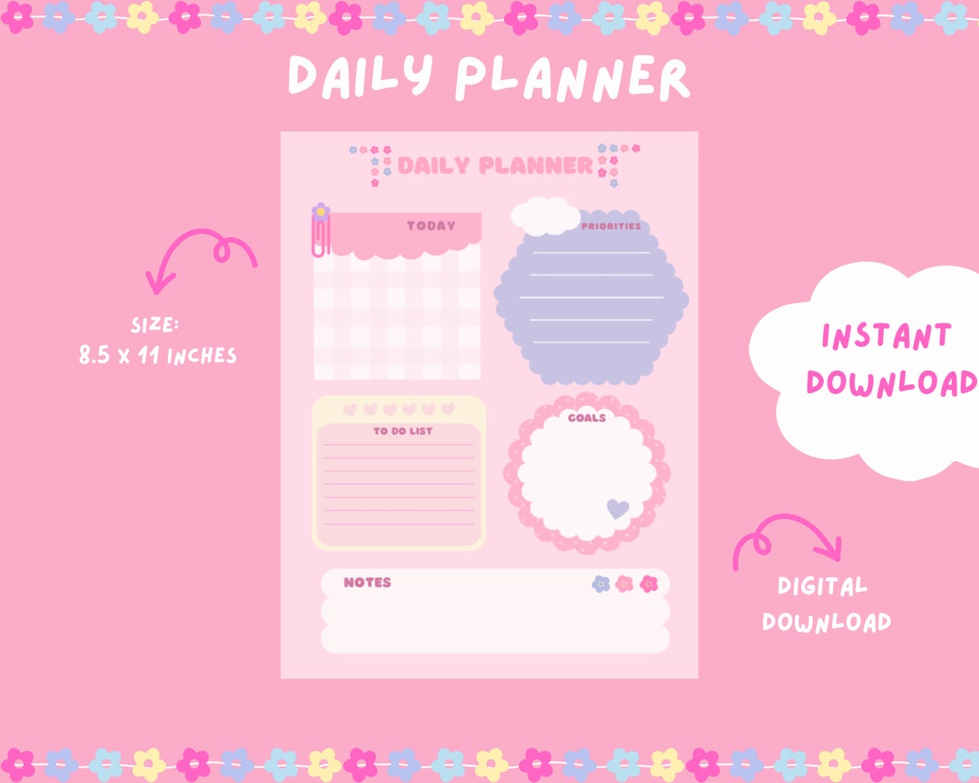 Cute Printable Planners Cute Daily Printable Planner Daily Tasks