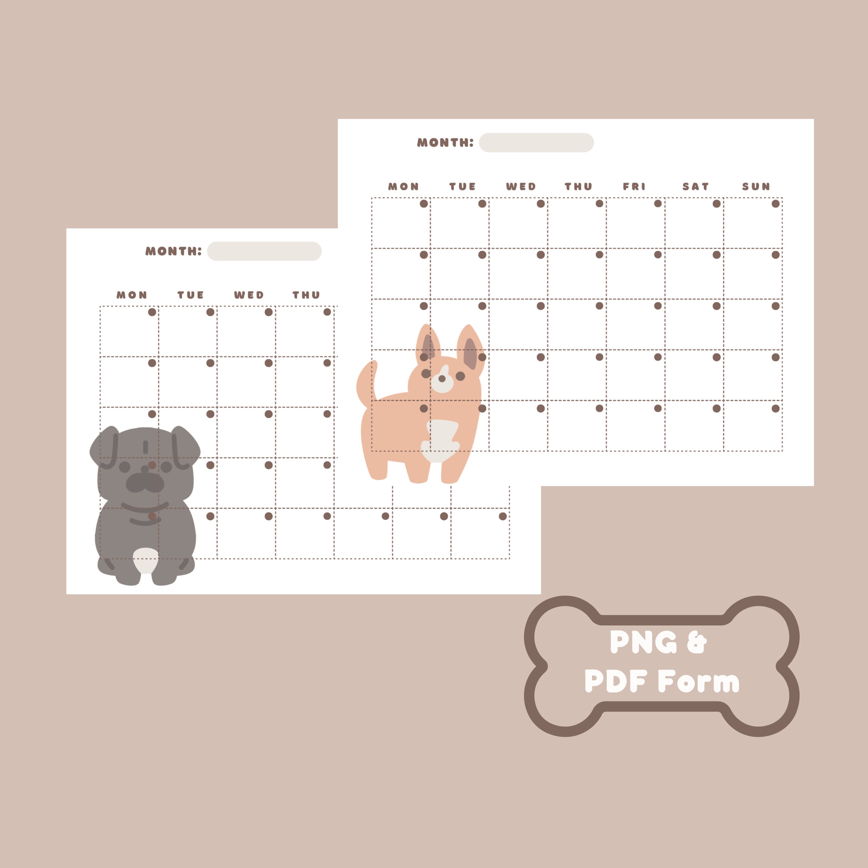 Cute Printable Calendar, Cute Puppy Calendar, Pet Printable Calendar ...