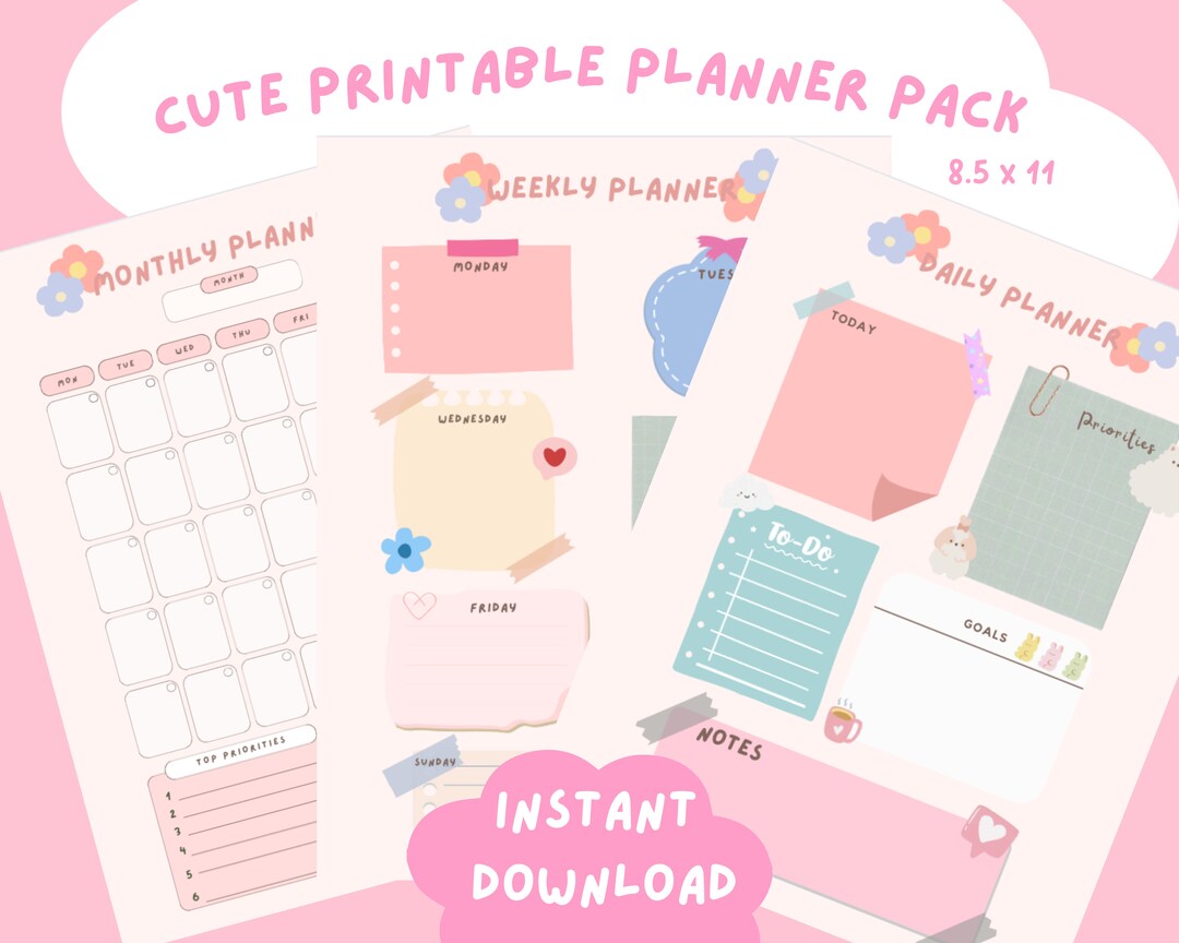 Cute Printable Planners | Cute Daily Weekly Monthly Printable Planners ...