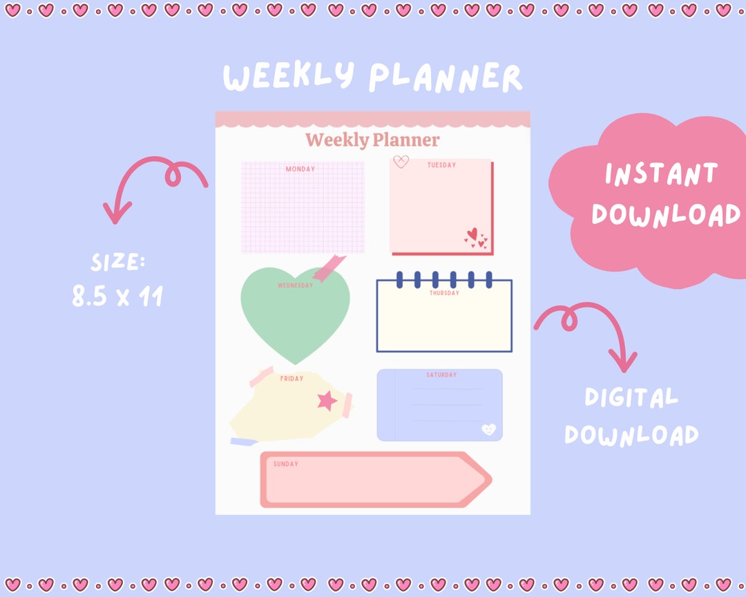 Cute Printable Planners Cute Weekly Printable Planner Weekly Tasks