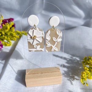 Translucent and White Floral Earrings