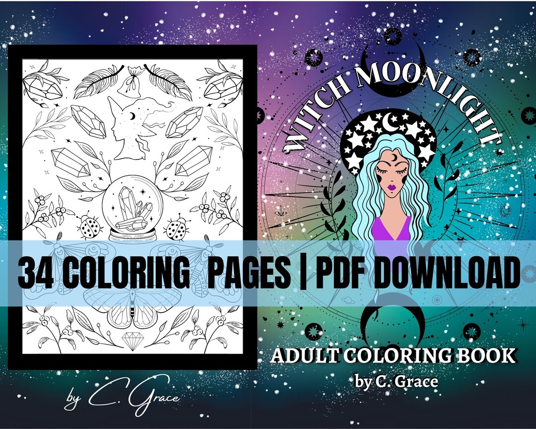 Witchy Coloring Pages: Printable & Digital Adult Coloring Book PDF - Etsy