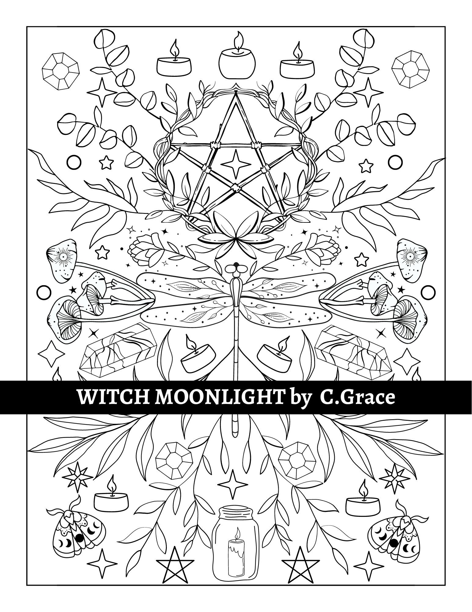 Witchy Coloring Pages: Printable & Digital Adult Coloring Book PDF - Etsy