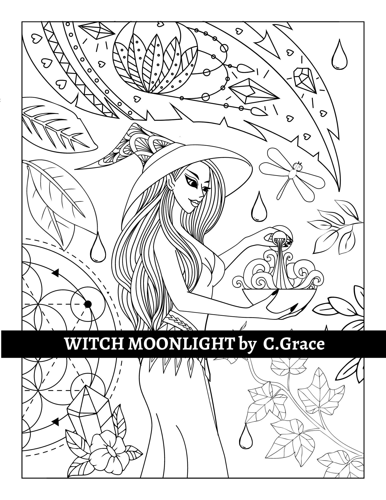 Witchy Coloring Pages: Printable & Digital Adult Coloring Book PDF - Etsy