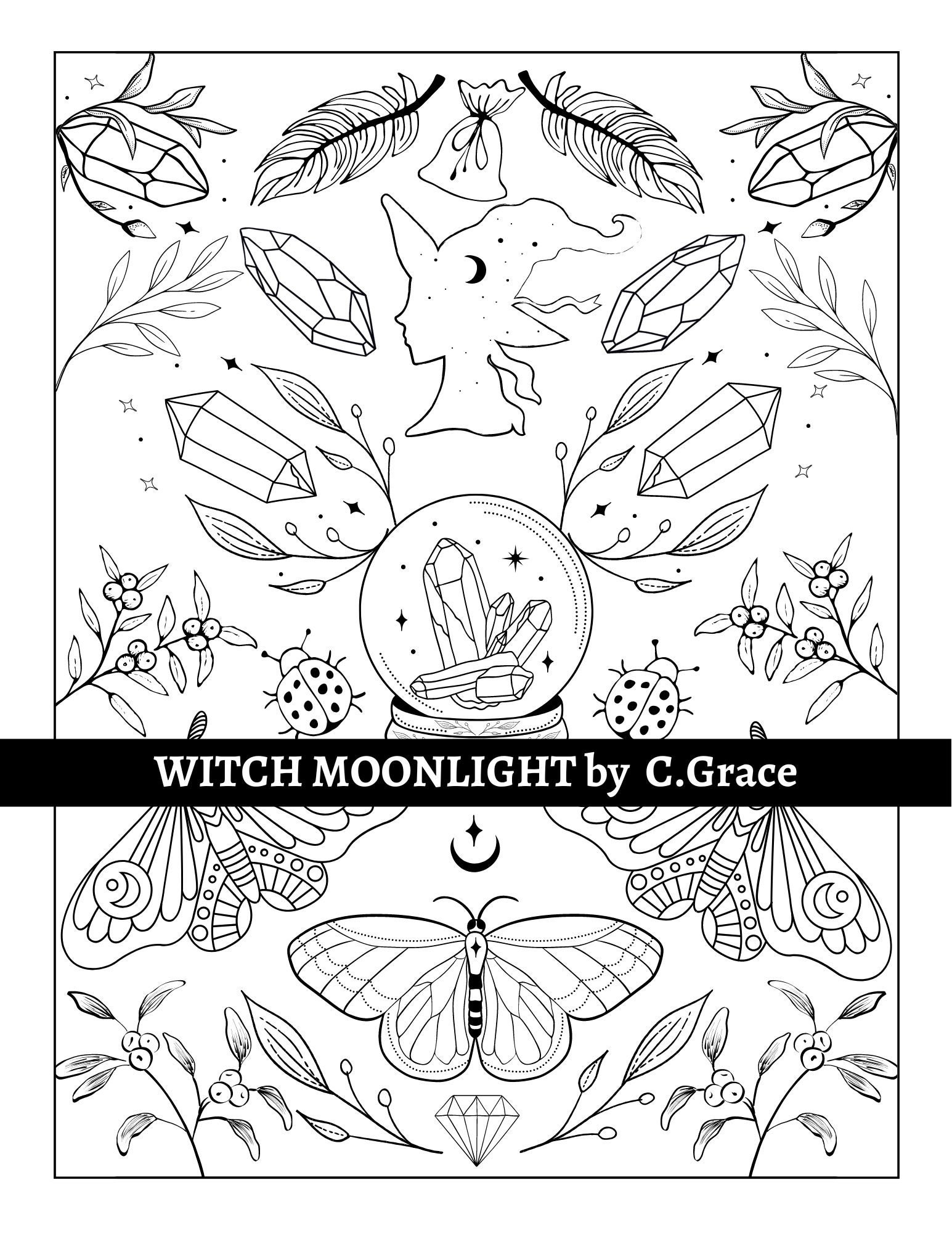 Witchy Coloring Pages: Printable & Digital Adult Coloring Book PDF - Etsy