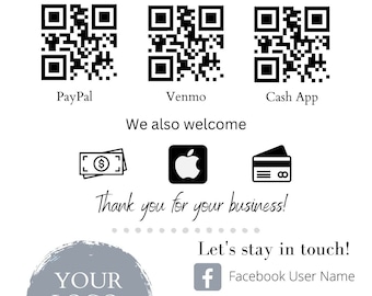 Editable Scan to Pay Digital Flyer Template, Scan and Pay Sign, Printable QR Code Canva Sign Template