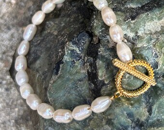 Real natural freshwaterpearl bracelet, gold bracelet, pearl beaded bracelet, elegant bracelet, bridal bracelet weddinggift for the bride