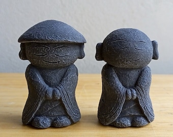 Handmade Concrete Jizo Statue: Japanese Garden Decor (2.2"/5.5cm)