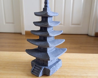 Handmade Concrete Chureito Pagoda: Miniature Japanese Garden Statue