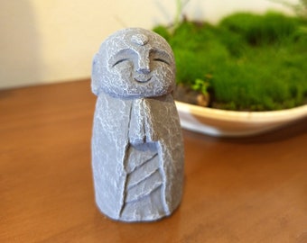 Handmade Concrete Jizo Statue: Japanese Zen Garden Decor (2.0")